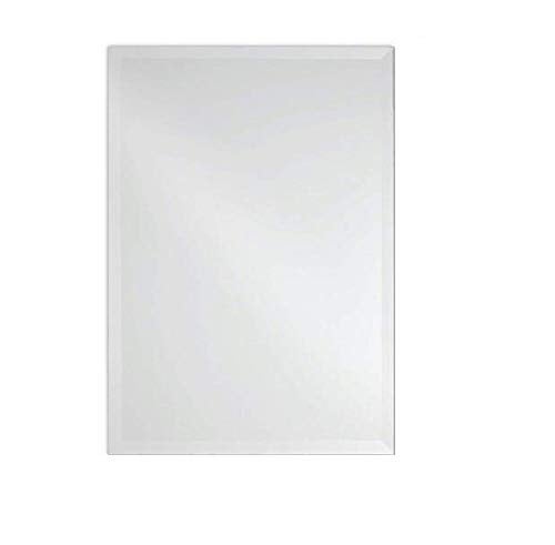 SEVEN HORSES Frameless Rectangular Beveled Wall Mount Glass Mirror (White, 18 x 18 Inch) - Image 1