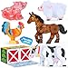 Oriate Magnetic Tiles 3D Animal Farm Toys 5pcs Farm Animals for Kids Movable Joints Animal Toys Suitable for Kids Magnetic Blocks Building Magnet Tiles STEM Educational Construction - Image 2