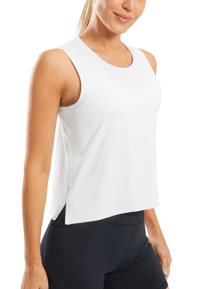 JOYSPELS Workout Tops for Women Crop Sleeveless Workout Shirts for Women Athletic Running Yoga Tank Top for Women White - Image 1