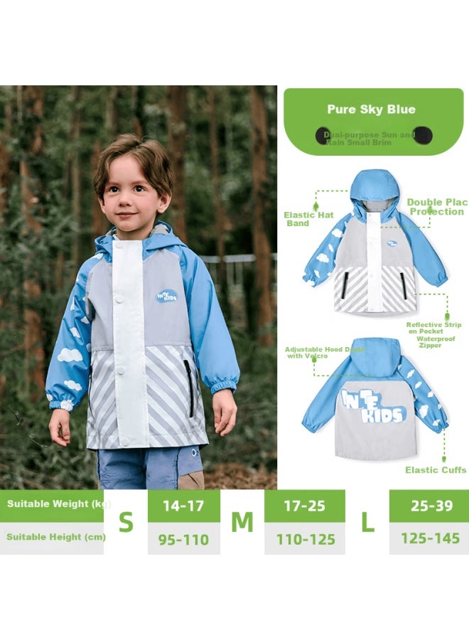 Tiantianzai Kids Waterproof Jacket Girls Outdoor Windproof Raincoat Pure Sky Blue M - Image 1