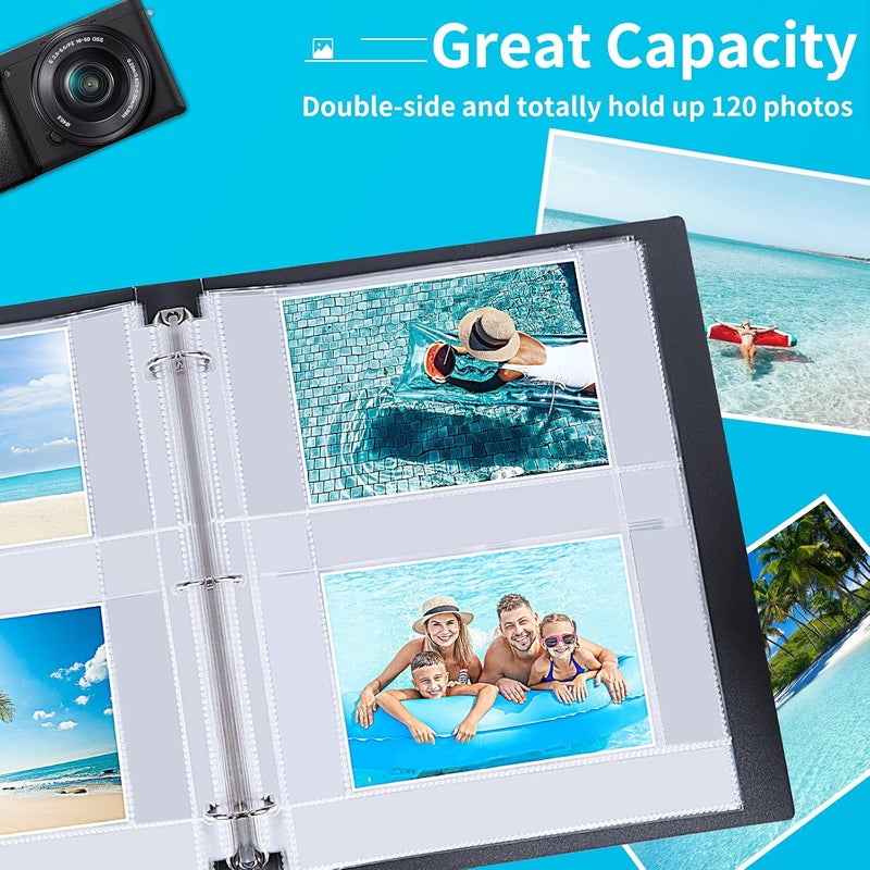 Fabmaker 30 Pack Photo Sleeves for 3 Ring Binder - (4x6, for 120 Photos), Archival Page Protectors, Clear Plastic Refill Pages, Postcard Sleeves, Acid-Free - Image 3