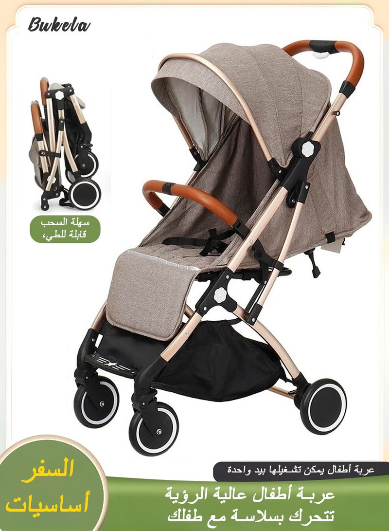 Bukela Luxury Baby Stroller - High-Landscape Lightweight Travel Stroller with One-Hand Fold, Large Sun Canopy, 4-Wheel Suspension, Multi-Position Recline & 5-Point Safety Belt for Newborns to Toddlers  - Image 1