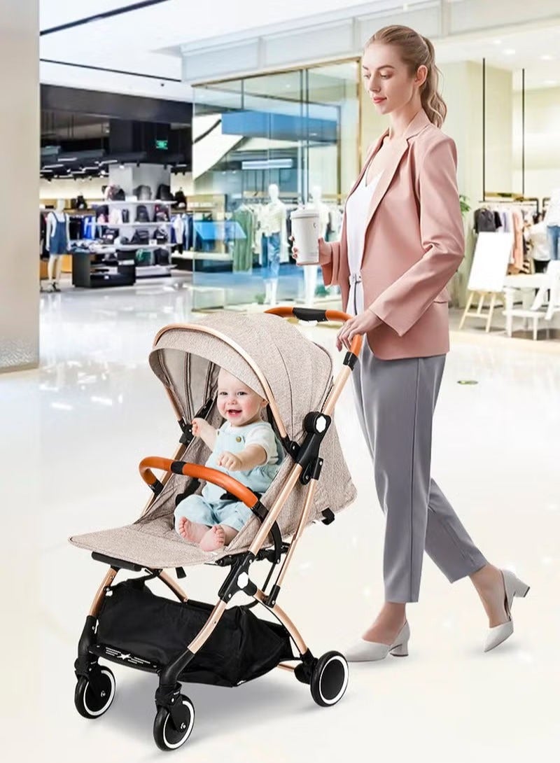 Bukela Luxury Baby Stroller - High-Landscape Lightweight Travel Stroller with One-Hand Fold, Large Sun Canopy, 4-Wheel Suspension, Multi-Position Recline & 5-Point Safety Belt for Newborns to Toddlers  - Image 3