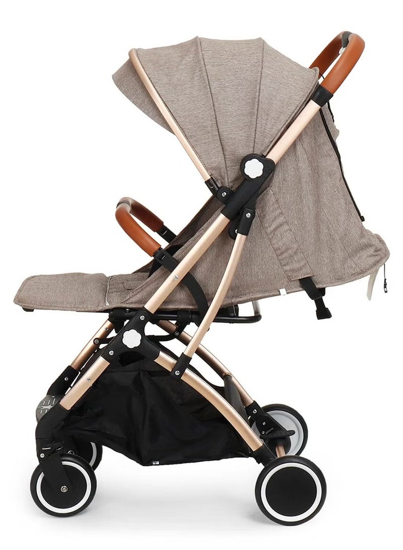 Bukela Luxury Baby Stroller - High-Landscape Lightweight Travel Stroller with One-Hand Fold, Large Sun Canopy, 4-Wheel Suspension, Multi-Position Recline & 5-Point Safety Belt for Newborns to Toddlers  - Image 5
