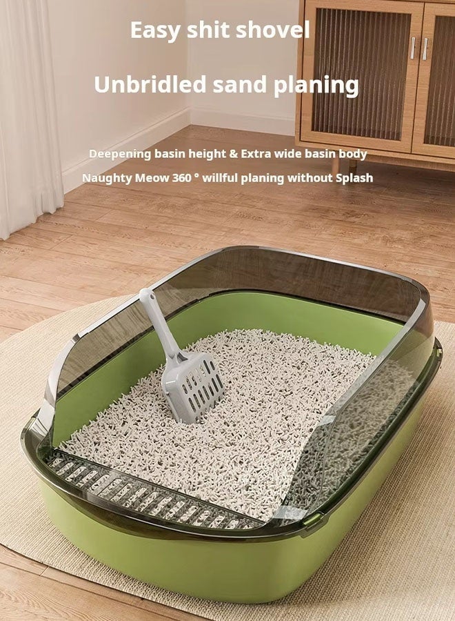 Semi-Closed Cat Litter Box Anti-Splash with Scoop & Deodorizing Bag, Oversized Detachable Potty Tray Toilet Easy to Clean, Suitable for All Kinds of Litter Cat Litter Pan (Yellow) - Image 3