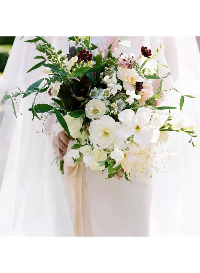 3 Rolls Handmade Fringe Chiffon Silk Ribbon, Champagne Beige Ribbons Set, Frayed Edge Ribbon, Fringe Fabric Ribbons for Wedding Invitations, Bridal Bouquets, Gifts Wrapping, DIY Crafts (1.5Inch x 5m) - Image 5