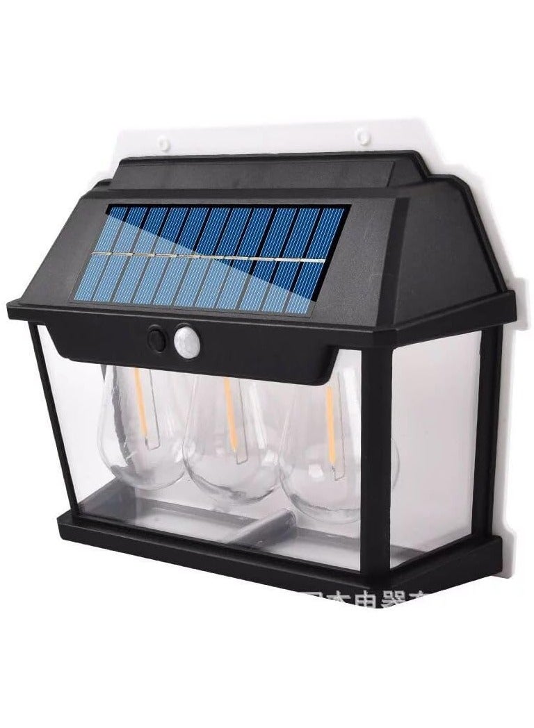 CBK Solar Powered Waterproof Tungsten Wall Light with Motion Sensor Outdoor Garden Villa Night Light (3 Bulbs), Multicolor - Image 5