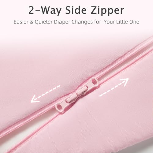 HEDSYOUHH 1.0 Tog Baby Sleep Sack, Wearable Blanket for Infants & Toddlers, Bamboo Rayon, 2-Way Zipper, Sleeping Bag for Newborn Babies, Lightweight for Spring & Autumn,Pink,L - Image 4