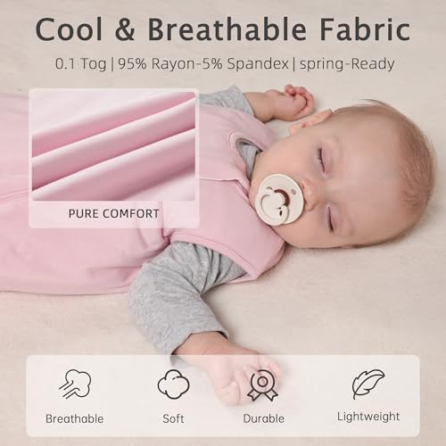 HEDSYOUHH 1.0 Tog Baby Sleep Sack, Wearable Blanket for Infants & Toddlers, Bamboo Rayon, 2-Way Zipper, Sleeping Bag for Newborn Babies, Lightweight for Spring & Autumn,Pink,L - Image 5