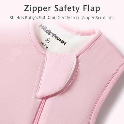 HEDSYOUHH 1.0 Tog Baby Sleep Sack, Wearable Blanket for Infants & Toddlers, Bamboo Rayon, 2-Way Zipper, Sleeping Bag for Newborn Babies, Lightweight for Spring & Autumn,Pink,L - Image 3