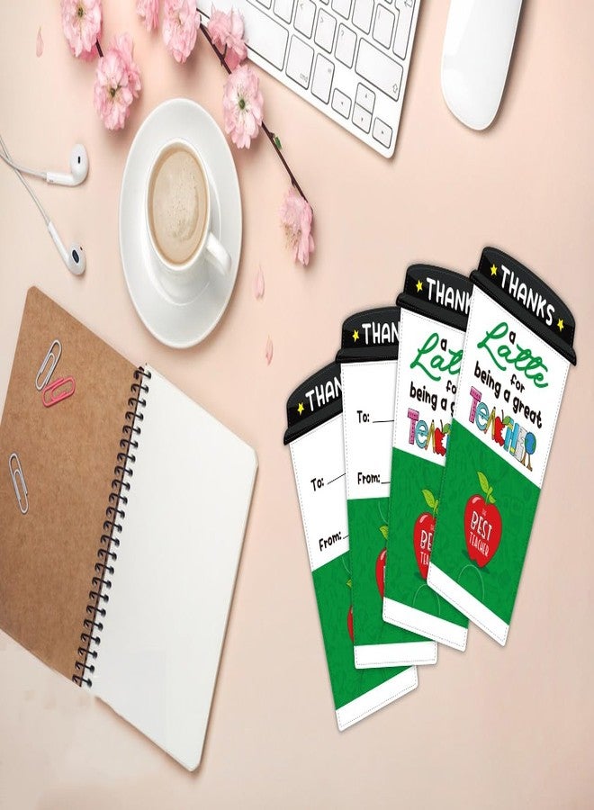 FLYAB Teacher Appreciation Gift Card - 4 Set Teacher Coffee Gift Card Holders with Envelopes Thank You Gifts Holders End of School Year Gifts for Teachers from Students Kids - Image 2