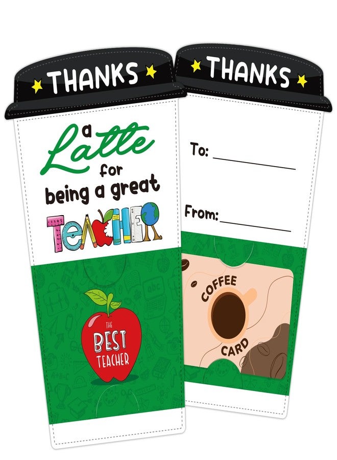 FLYAB Teacher Appreciation Gift Card - 4 Set Teacher Coffee Gift Card Holders with Envelopes Thank You Gifts Holders End of School Year Gifts for Teachers from Students Kids - Image 1
