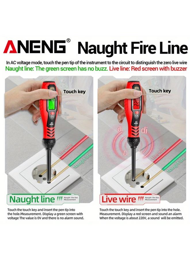 Aneng B19 كاشف الجهد الرقمي الأصفر بيد معزولة للكشف عن الجهد بدون تلامس - Image 3