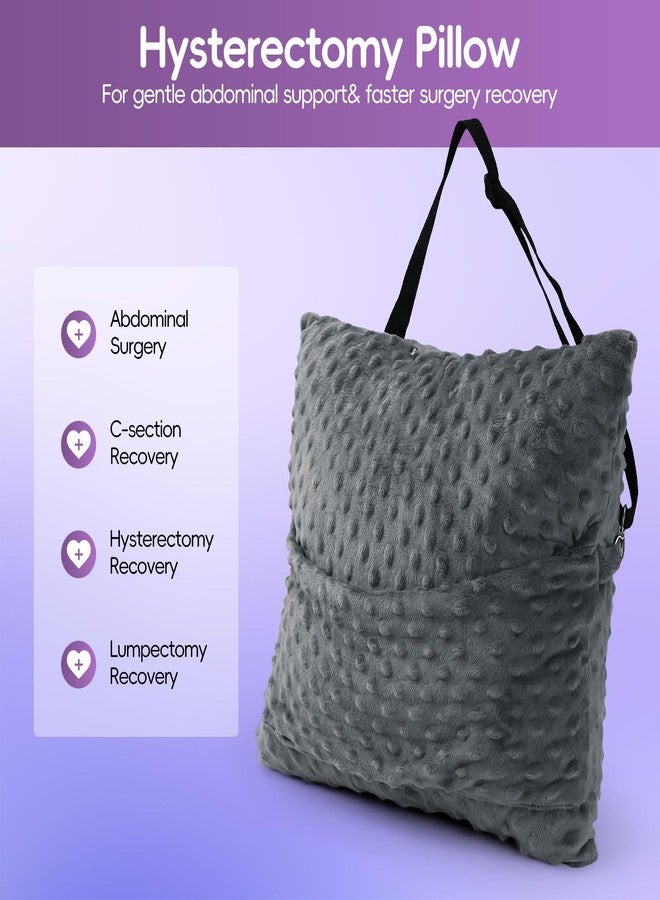 okmaba Hysterectomy Pillow with Adjustable Strap & Ice Pack Pocket, Square Abdominal Support for C-Section, Hernia & Tummy Tuck Recovery, Hands-Free Post Surgery Pillow（Grey - Image 2