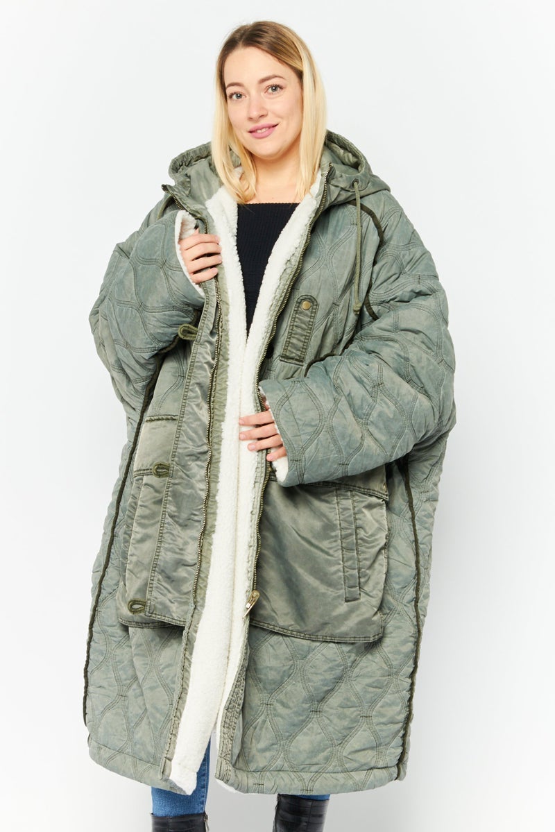 DIESEL Women Quilted Reversible Trench Coat, Grey  - Image 1