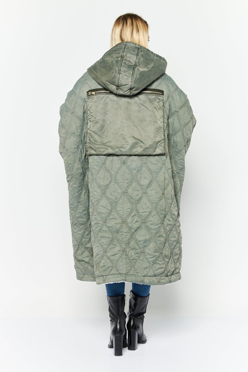 DIESEL Women Quilted Reversible Trench Coat, Grey  - Image 4