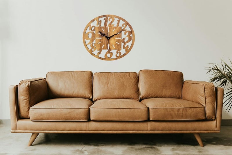 ADK Wooden Quartz Movement Wall Clock for Home Big Size Living Room Hall Bedroom Stylish Clock Without Glass Brown - Image 3