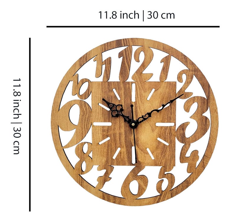 ADK Wooden Quartz Movement Wall Clock for Home Big Size Living Room Hall Bedroom Stylish Clock Without Glass Brown - Image 5