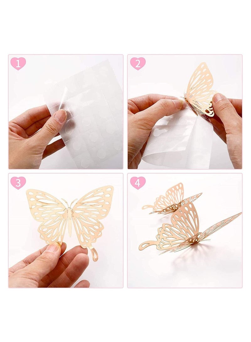 Captaintech 3D Butterfly Wall Stickers, 48 Pcs Rose Gold Butterfly Wall Decals Decorations Stickers with 4 Patterns Butterflies Rose Gold Party Decoration for Home Nursery Classroom Kids Bedroom Decor - Image 4