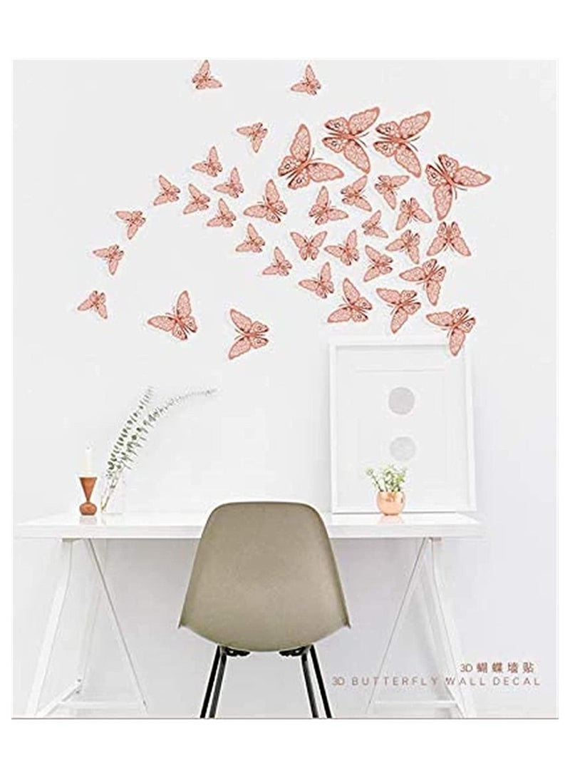 Captaintech 3D Butterfly Wall Stickers, 48 Pcs Rose Gold Butterfly Wall Decals Decorations Stickers with 4 Patterns Butterflies Rose Gold Party Decoration for Home Nursery Classroom Kids Bedroom Decor - Image 5