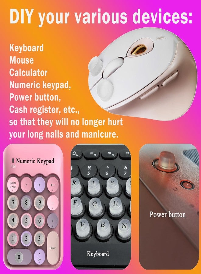 Zooplan DIY Raised Keyboard Sticker with Letter Decals for Long Nails, 80 Pcs Adhesive Keycap Riser for Nail Art Protective Keycap Silicone Sticky Pad Suitable for Tying and Gaming (Translucent-Cylinder) - Image 5