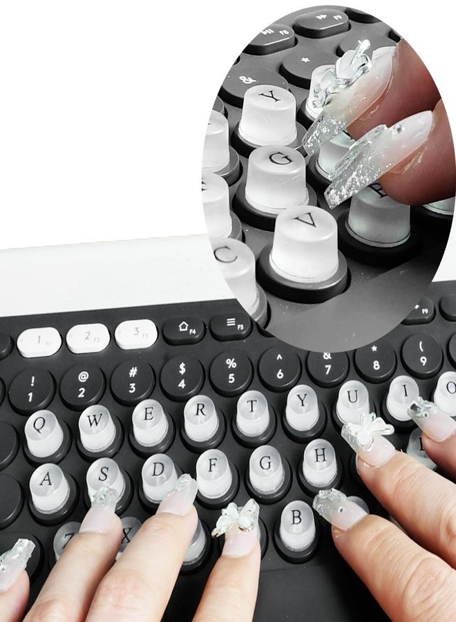 Zooplan DIY Raised Keyboard Sticker with Letter Decals for Long Nails, 80 Pcs Adhesive Keycap Riser for Nail Art Protective Keycap Silicone Sticky Pad Suitable for Tying and Gaming (Translucent-Cylinder) - Image 1