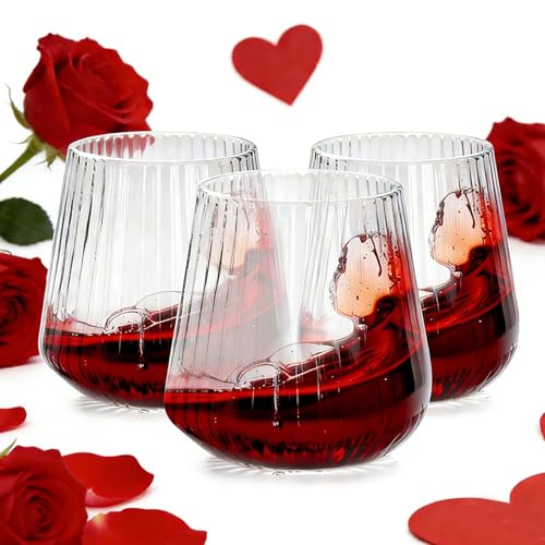 Ciaell 30 Pack Plastic Ribbed Wine Glasses 14 OZ Thicker Origami Stemless Disposable Wine Champagne Whiskey Unbreakable Cocktail Glass Reusable Wine Cups for Party Wedding Bar - Image 2