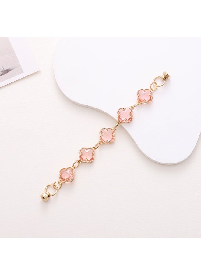 NIBEMINENT Phone Charm/ Chain Strap for Women Girls, Gem Four Leaf Grass Cell Phone Case Lanyard Wrist Strap，K280/Champagne