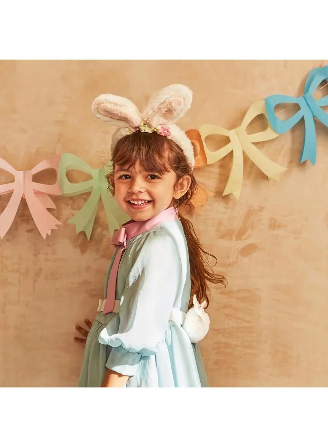 Meri Meri  Plush Bunny Ears & Tail Set - Soft Plush Dress Up Costume with Floral Bunny Ears, Pink Gingham Bow Tail, Comfortable Headband Accessory, Cute Bunny Costume Gift Set for Kids  | Best Price UAE
