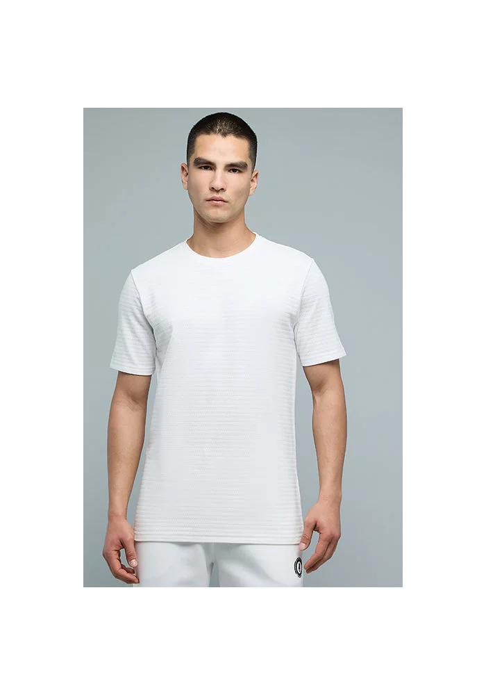 أر أند بي Textured T-Shirt with Crew Neck and Short Sleeves
