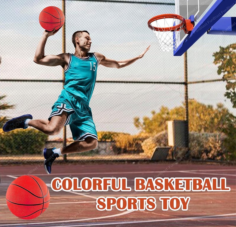 FunBlast كرة سلة للأطفال، كرة سلة ملونة بحجم 9 بوصات - كرة شاطئية من السيليكون المطاطي مع قبضة إضافية، لعبة رياضية خارجية، كرة قابلة للنفخ للأطفال الأولاد من عمر 3 سنوات فما فوق (عبوة من 1) - متعددة الألوان - Image 5