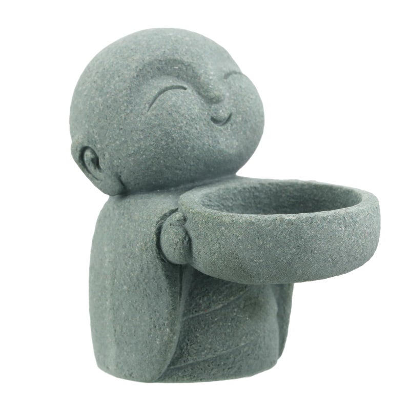 Landical Buddha Sandstone Statues, Zen Monk Praying Statue Sculptures Ornament for Wealth Good Luck Feng Shui Decor Home Office Car Decoration(Jizo Monk) - Image 1