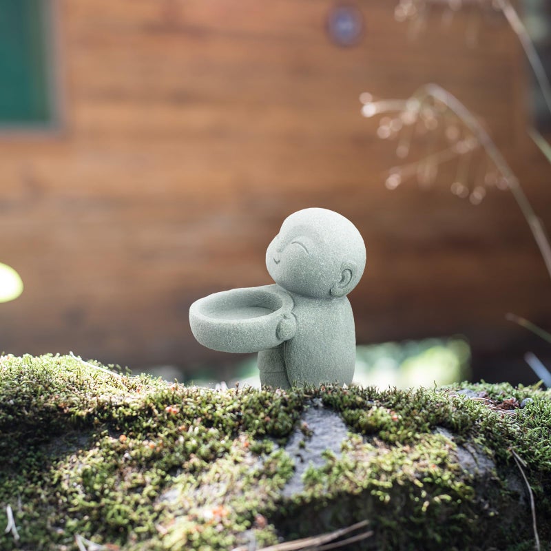 Landical Buddha Sandstone Statues, Zen Monk Praying Statue Sculptures Ornament for Wealth Good Luck Feng Shui Decor Home Office Car Decoration(Jizo Monk) - Image 5