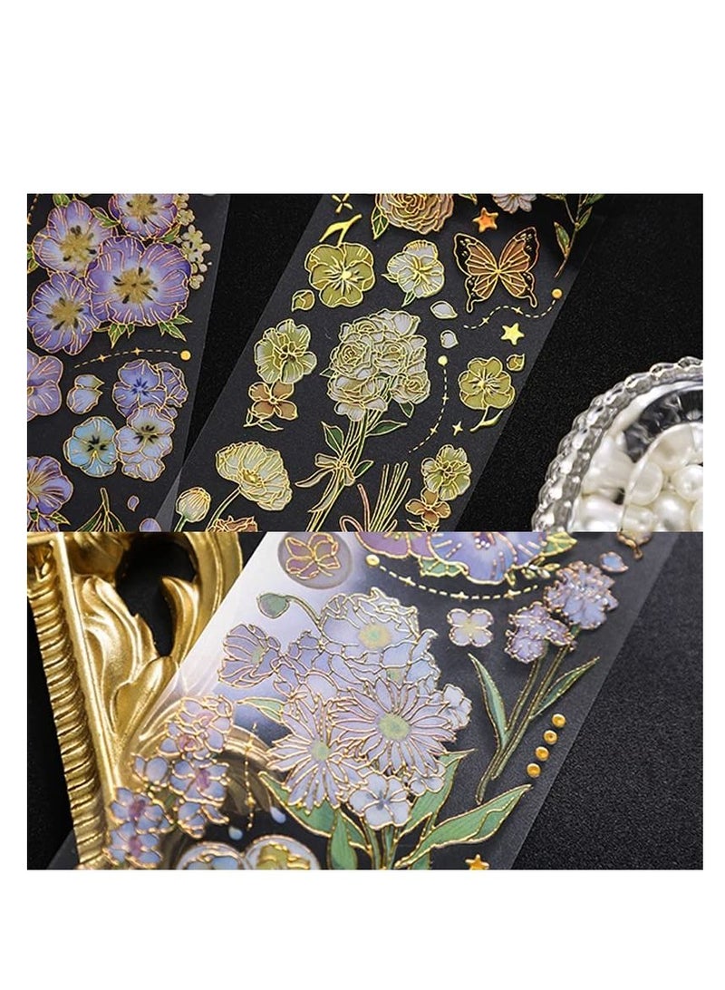 Flower Stickers Aesthetic Holographic for Journal Vintage Scrapbooking Decorative erfly Set Transparent Waterproof Plant Water Bottles Laptop Phone 12 Sheets - Image 5