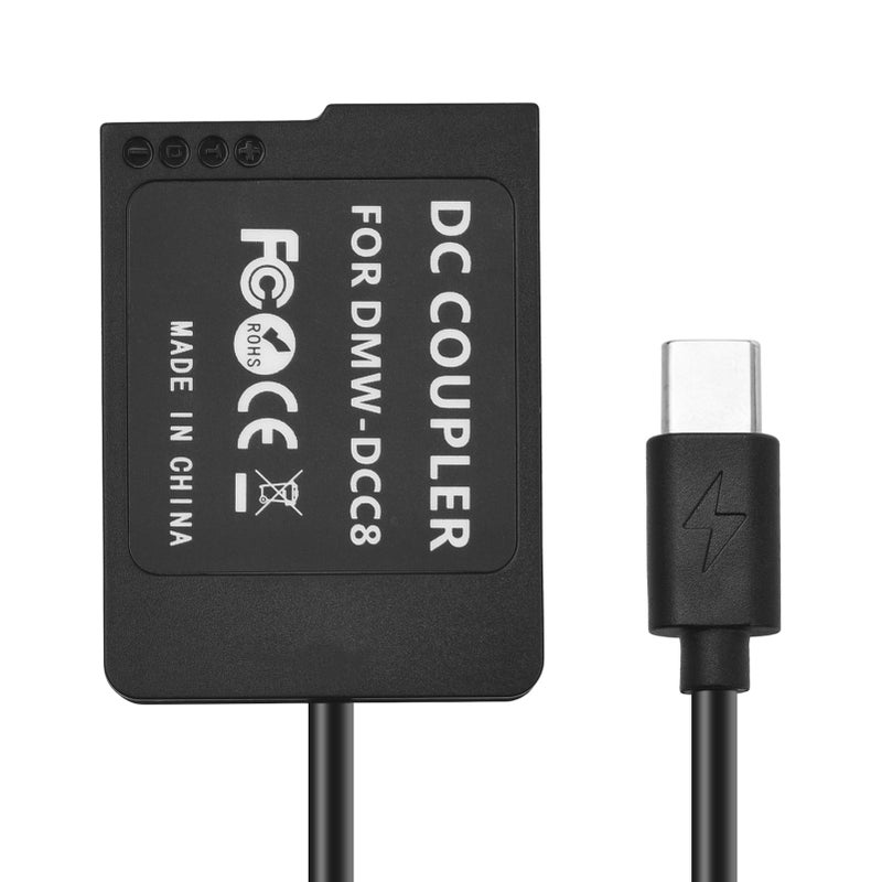 DMW-DCC8 Dummy Battery USB-C Coupler Adapter BLC12 Dummy Battery Coupler with USB Type-C Spring Power Cable Replacement for Panasonic Lumix DMC-FZ300 FZ1000 FZ2000 G5 G6 G7 G80 G81 G85 G90 G95 - Image 3