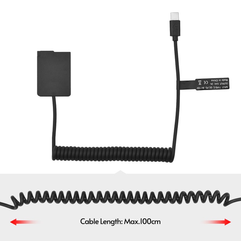 DMW-DCC8 Dummy Battery USB-C Coupler Adapter BLC12 Dummy Battery Coupler with USB Type-C Spring Power Cable Replacement for Panasonic Lumix DMC-FZ300 FZ1000 FZ2000 G5 G6 G7 G80 G81 G85 G90 G95 - Image 4