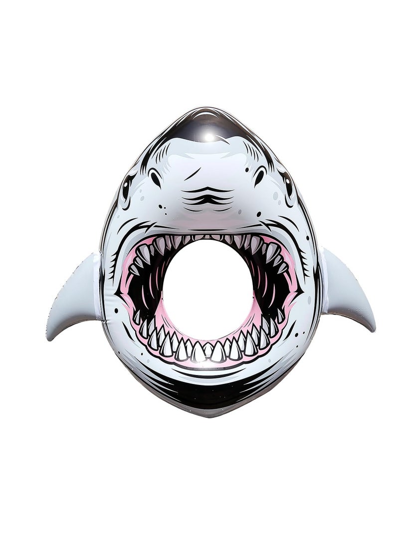 SYOSI Inflatable Shark Float for Pool, Ride on Pool Party Lounge Toys for Kids, Small Inflatable Swimming Ring Swimming Pool Float Decorations Swim Tubes Outdoor Summer Beach Water Fun Shark Floaties  - Image 1