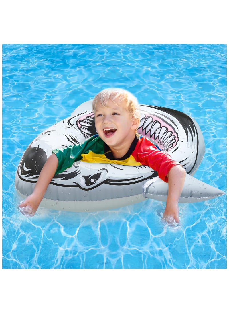SYOSI Inflatable Shark Float for Pool, Ride on Pool Party Lounge Toys for Kids, Small Inflatable Swimming Ring Swimming Pool Float Decorations Swim Tubes Outdoor Summer Beach Water Fun Shark Floaties  - Image 3