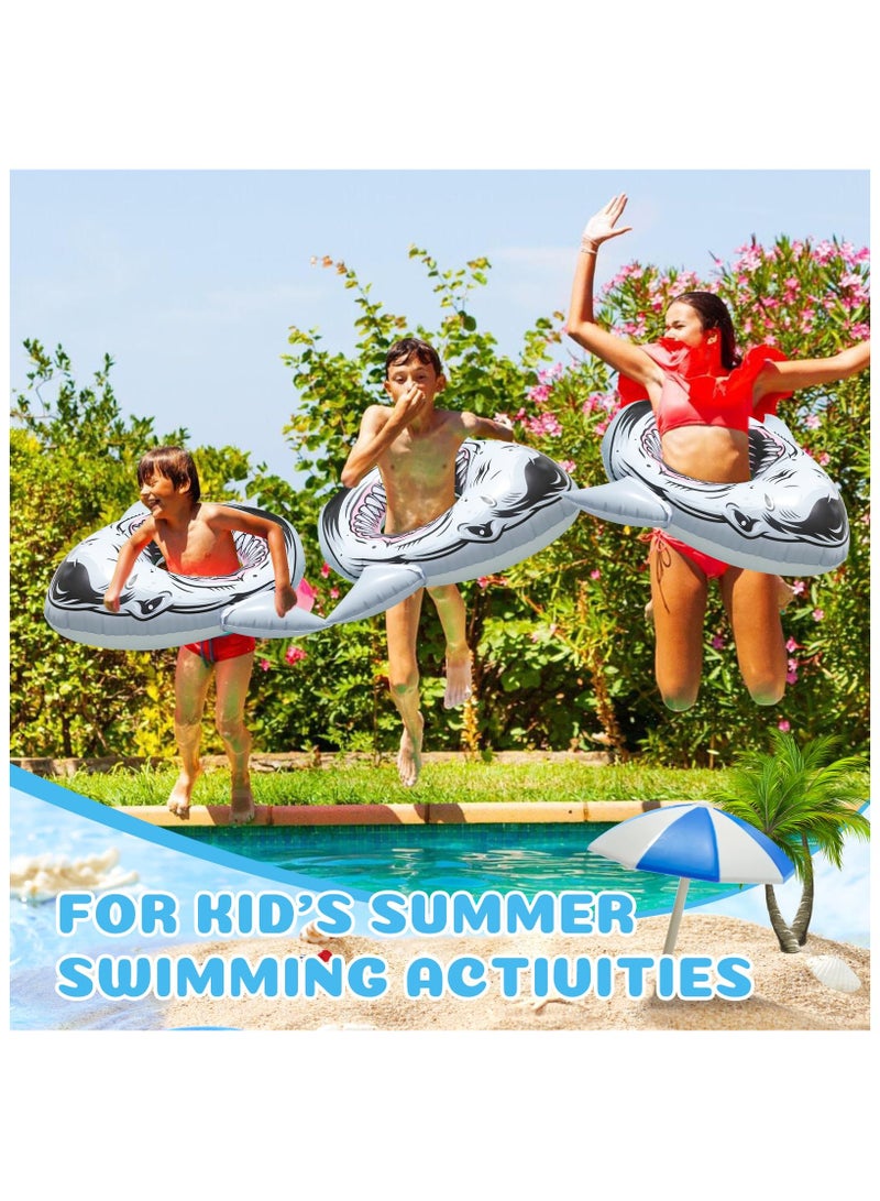 SYOSI Inflatable Shark Float for Pool, Ride on Pool Party Lounge Toys for Kids, Small Inflatable Swimming Ring Swimming Pool Float Decorations Swim Tubes Outdoor Summer Beach Water Fun Shark Floaties  - Image 4