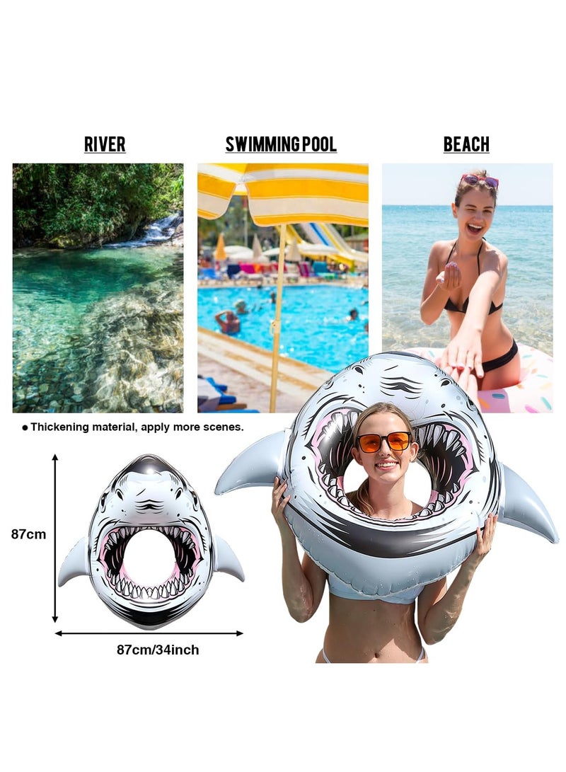 SYOSI Inflatable Shark Float for Pool, Ride on Pool Party Lounge Toys for Kids, Small Inflatable Swimming Ring Swimming Pool Float Decorations Swim Tubes Outdoor Summer Beach Water Fun Shark Floaties  - Image 5