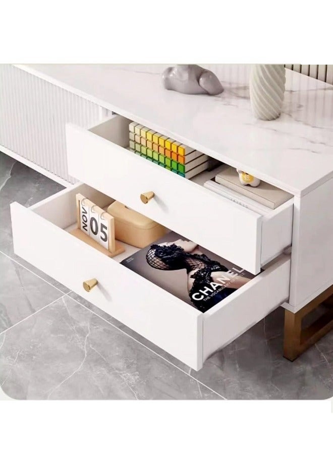 Raffine Modern Wood TV Stand, TV Entertainment Center with Drawer and Shelf Storage - Versatile Cabinet Table for Living Room, Media Console with Ample Storage Space, Modern Design TV Unit 140x30x40 CM - Image 2