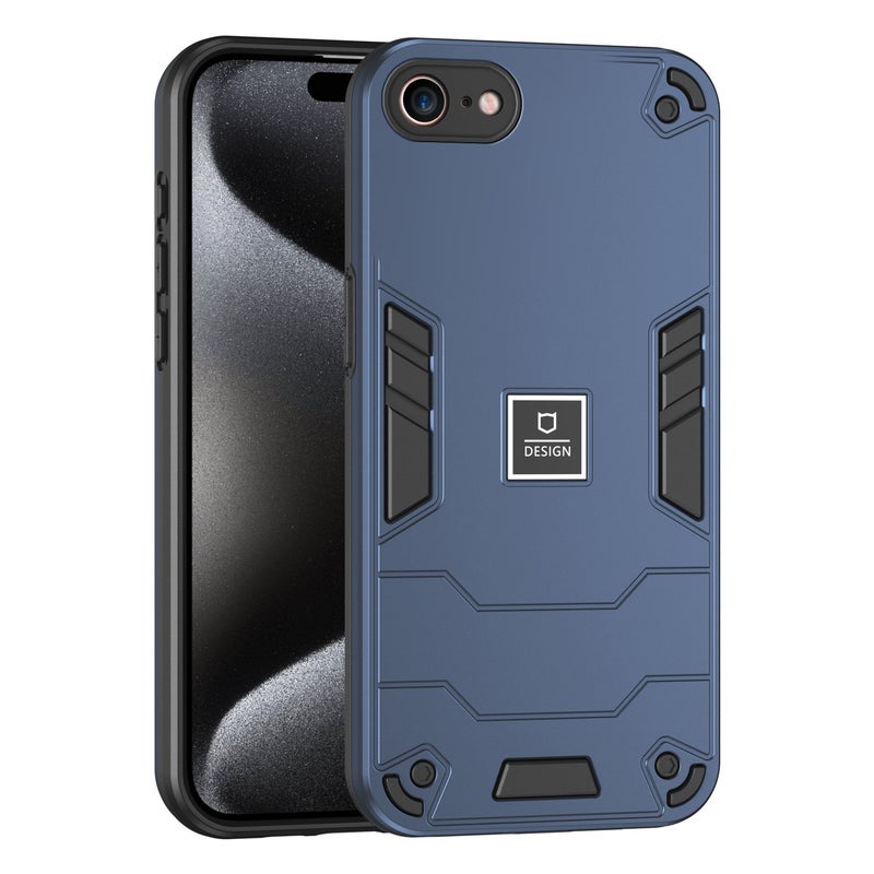HuHa Protective Cover For iPhone SE 2022 / SE 2020 2 in 1 Shockproof Phone Case(Blue) - Image 1
