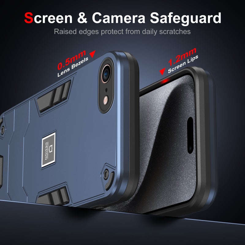 HuHa Protective Cover For iPhone SE 2022 / SE 2020 2 in 1 Shockproof Phone Case(Blue) - Image 2