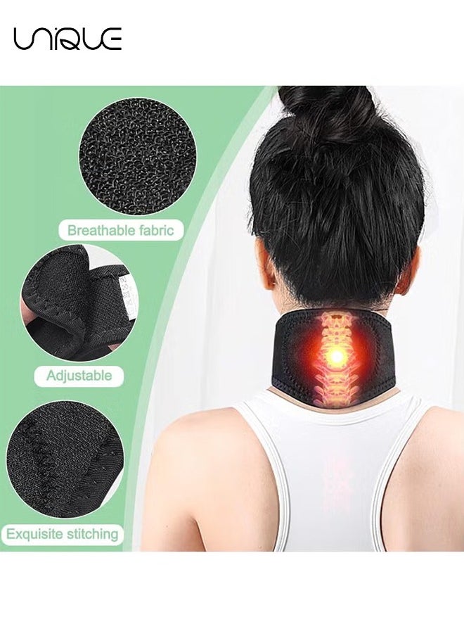 Unique 2Pcs Neck Support - Brace Neck Braces for Pain Relief and Bone Relaxer Self Heating Cervical Wrap Adjustable Warm Neck Guard Protector Acupressure Self-Heating Shaping for Flabby Arms  - Image 3
