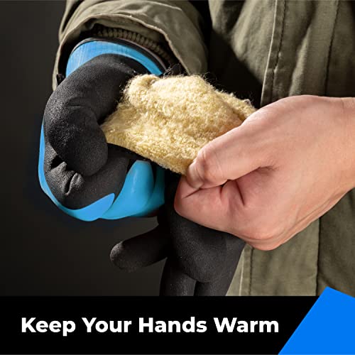 toolant 100% Waterproof Gloves for Men and Women, Winter Work Gloves for Cold Weather, Touchsreen, Thermal Insulated Freezer Gloves, With Grip, Blue, Large - Image 3