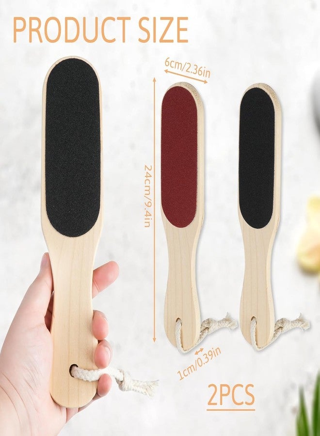 Calitate24 مبرد قدم خشبي مزدوج الجوانب لإزالة الجلد الميت والجلد المتصلب، أداة يدوية قابلة لإعادة الاستخدام لإزالة الجلد الميت والجلد المتصلب، مع قطعتين من إسفنجة الاستحمام. - Image 2