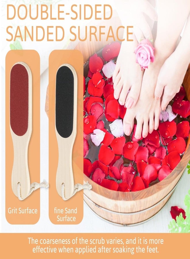 Calitate24 مبرد قدم خشبي مزدوج الجوانب لإزالة الجلد الميت والجلد المتصلب، أداة يدوية قابلة لإعادة الاستخدام لإزالة الجلد الميت والجلد المتصلب، مع قطعتين من إسفنجة الاستحمام. - Image 4
