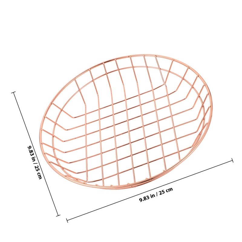 Large Rose Gold Wire Food Basket For Fried Chicken Snack And Bread Serving - Image 3