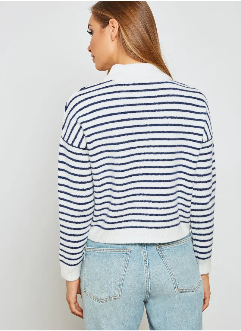 Miss Selfridge Petite Striped Funnel Neck Sweater