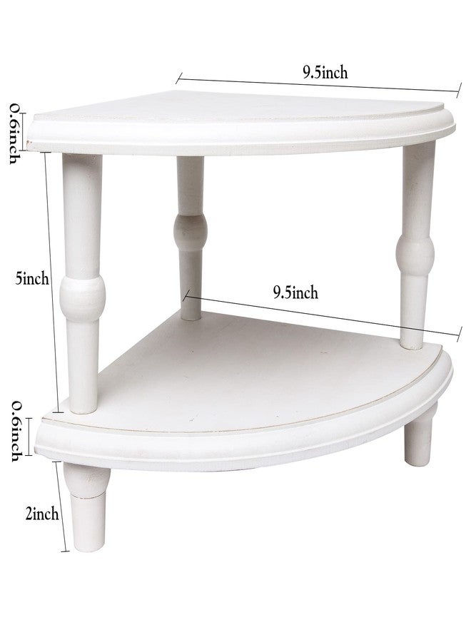 DD DEFINED DECO Wood Corner Counter Shelf,Rustic Pedestal Stand,White Sector Farmhouse Corner Shelves,Stackable Countertop Bathroom Organizer, Tray Riser for Coffee Bar Table and Kitchen Counter Decor (2 Pack) - Image 5